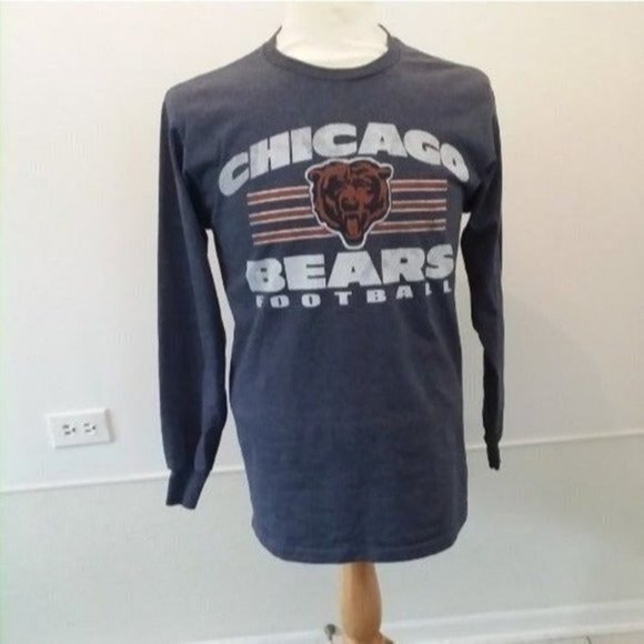 NFL Tops - Womens Chicago BEARS Shirt Grey Medium Long Sleeve Top NFL Distressed Graphics
